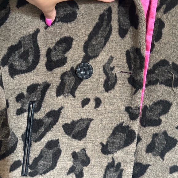 Stylish Leopard Print Woman’s 3/4 Sleeve Hot Neon Link Outerwear Coat - Picture 7 of 9